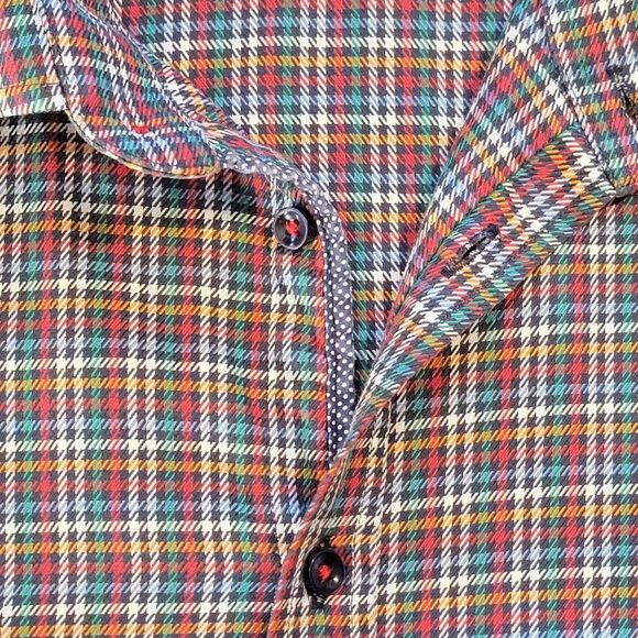 Sand Copenhaven 2 Ply Button Up Shirt Mens 43 LS Contract Cuff Colorful Multi - Picture 1 of 12